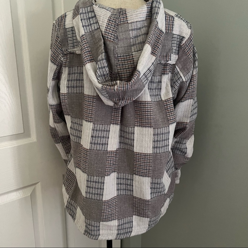 Obey Plaid Patchwork Oversized Relaxed Fit Soft Hoodie Size M - Picture 6 of 14